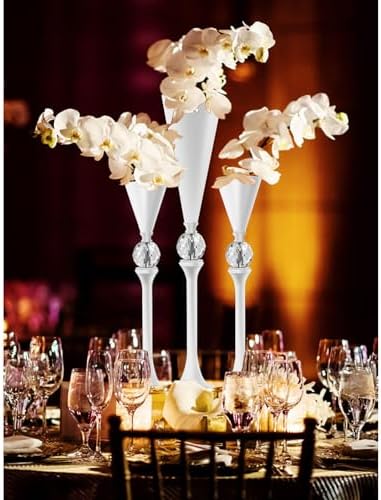 White Flower Vase for Centerpiece Table Decorations Wedding Reception Decor, 19.7 Inch Tall Metal Vase for, alternate view 2