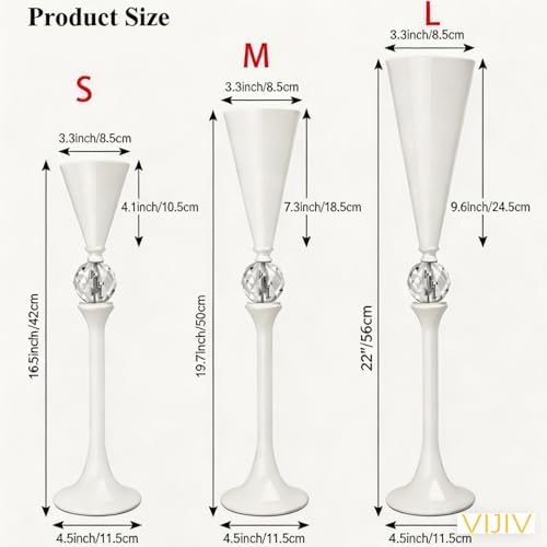 White Flower Vase for Centerpiece Table Decorations Wedding Reception Decor, 19.7 Inch Tall Metal Vase for, alternate view 3