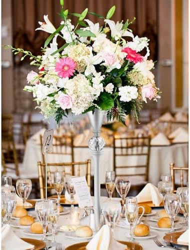White Flower Vase for Centerpiece Table Decorations Wedding Reception Decor, 19.7 Inch Tall Metal Vase for, alternate view 4