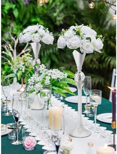 White Flower Vase for Centerpiece Table Decorations Wedding Reception Decor, 19.7 Inch Tall Metal Vase for, alternate view 5