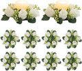 White Flower Wreath for Table Centerpieces, 9.05 Inch, Set of 10 in White