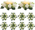 White Flower Wreath for Table Centerpieces, 9.05 Inch, Set of 10 in White