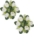 White Flower Wreath for Table Centerpieces, 9.05 Inch, Set of 2 in White