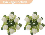 White Flower Wreath for Table Centerpieces, 9.05 Inch, Set of 2 in White, alternate view 6