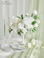 White Flowers Artificial Silk Fake Roses Flowers for Wedding Decor, alternate view 2