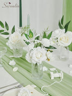 White Flowers Artificial Silk Fake Roses Flowers for Wedding Decor, alternate view 7