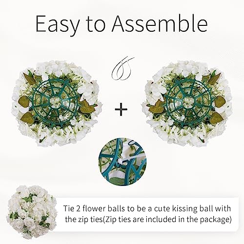White Flowers Balls for Centerpieces: 11.8in Diam, 6 Pcs in White, alternate view 7