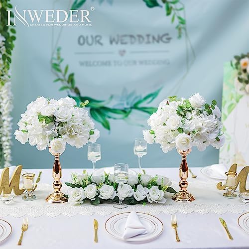 White Flowers Balls for Centerpieces: 14.2in Diam, 10 Pcs in White, alternate view 5