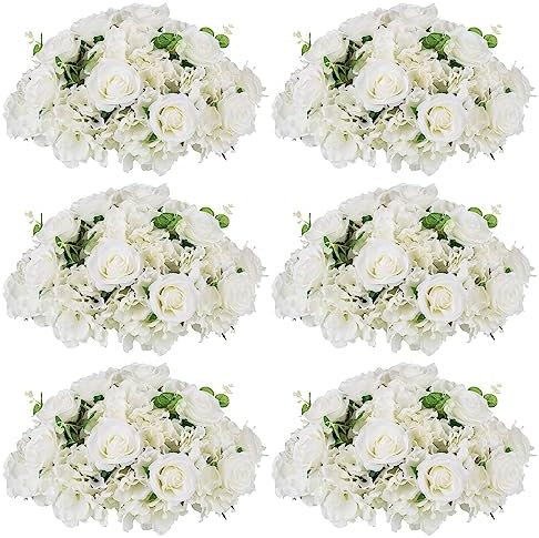 White Flowers Balls for Centerpieces: 15.7in Diam, 6 Pcs in White