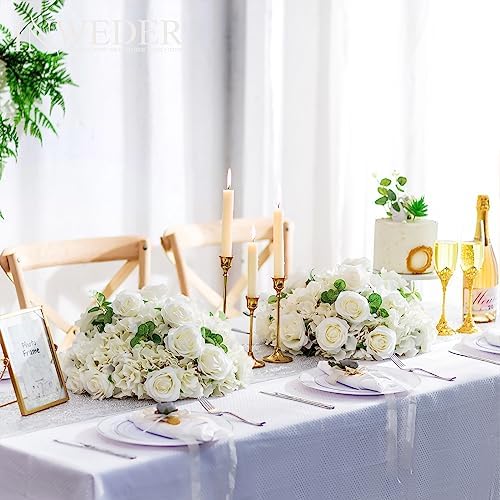 White Flowers Balls for Centerpieces: 15.7in Diam, 6 Pcs in White, alternate view 4