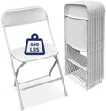 White Folding Chairs 10-Pack, Portable Events Chairs, Plastic Folding Chair, Stylish 650 lb Capacity for Party