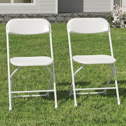 White Folding Chairs 2 Pack for School Events Wedding Parties Picnic