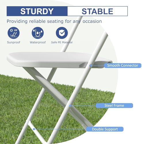 White Folding Chairs 2 Pack for School Events Wedding Parties Picnic, alternate view 6