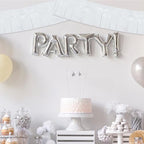 White Fringe Garland Banner 3Pack 30ft Wall Tinsel Foil Streamers in White, alternate view 4