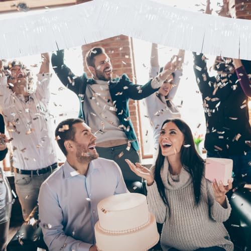 White Fringe Garland Banner 3Pack 30ft Wall Tinsel Foil Streamers in White, alternate view 5