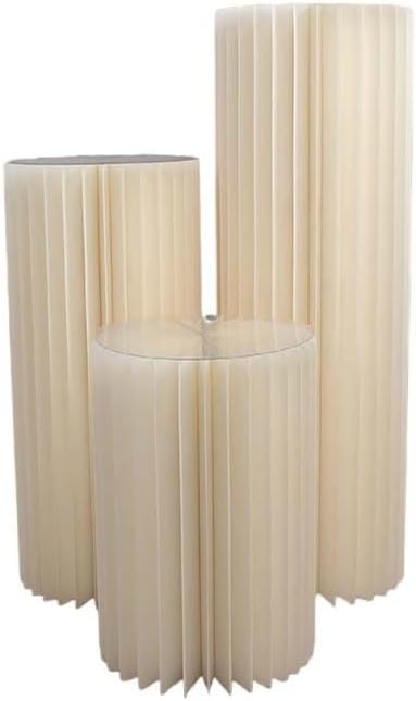 White Honeycomb Pillar Flower Stands 3Pcs - Foldable Cardboard Cylinder Columns 11.8" Diameter, 15.7/23.6/31.5"