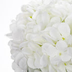 White Hydrangea Artificial Flowers with Glass Vase Silk Faux Flowers Arrangements with Faux Water in Blue Vase, alternate