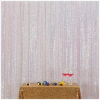 White Iridescent Sequin Backdrop,8FT x 10FT Sequin Photography Backdrop Curtain for Party Decoration in 8 x 10ft