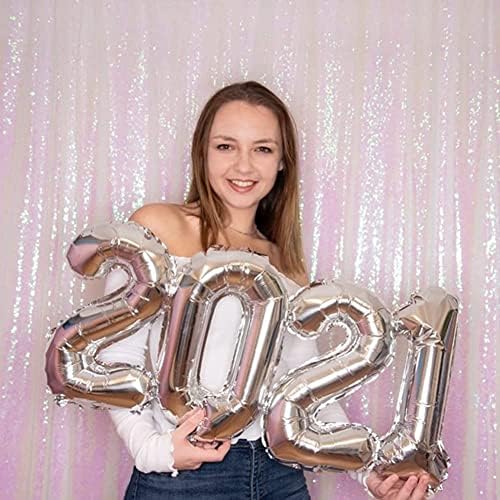White Iridescent Sequin Backdrop,8FT x 10FT Sequin Photography Backdrop Curtain for Party Decoration in 8 x 10ft, alternate