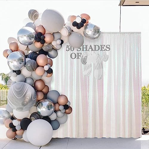 White Iridescent Sequin Backdrop Curtain 3 Panels 2FTx8FT Glitter White Iridescent Background Drapes Sparkle, alternate view