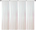 White Iridescent Sequin Backdrop Curtain 4 Panels 2FTx8FT Glitter White Iridescent Background Drapes Sparkle