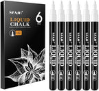 White Liquid Chalk Markers for Blackboard Glass, 6 Pack, 0.7mm Tip in 6 White