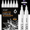 White Liquid Chalk Markers for Blackboard Glass, 6 Pack, 6mm Tip in 6 White