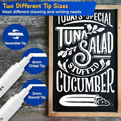White Liquid Chalk Markers for Blackboard Glass, 6 Pack, 6mm Tip in 6 White, alternate view 3