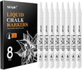 White Liquid Chalk Markers for Blackboard Glass, 8 Pack, 0.7mm Tip in 8 White