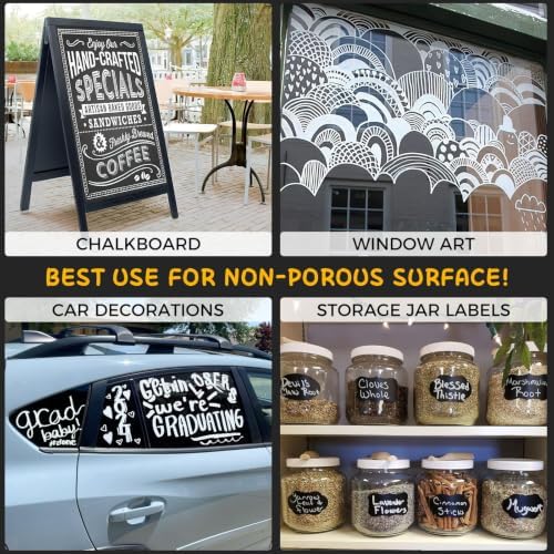 White Liquid Chalk Markers for Blackboard Glass 8 Pack, 20 Pcs Labels in 8 White, alternate view 5