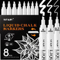 White Liquid Chalk Markers for Blackboard, Glass[Wet Wipe No Residue] in 8 White