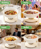White Maifanite-Coated Chafing Dishes Set of 2, 6QT, alternate view 6