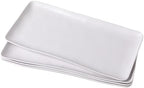 White Melamine Rectangular Serving Platter/Tray, Set of 4, 14 inch in 14" x 7" in White Rectangular platter