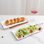 White Melamine Rectangular Serving Platter/Tray, Set of 4, 14 inch in 14" x 7" in White Rectangular platter, alternate view 4
