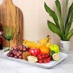 White Melamine Serving Trays (Set of 2) 17” x 12” | Large Reusable Rectangular Party Platters | Serve, alternate view 2
