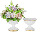White Metal Compote Vase, Wedding Centerpiece for Table, 2Pcs in White