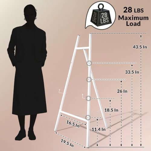 White Metal Easel Stand for Sign, Heavy Duty Art Easel with Adjustable Chain, Tripod Structure,4-Level Height, alternate view