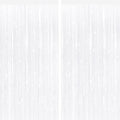 White Metallic Fringe Curtains 2 Pack, Tinsel Backdrop for Parties