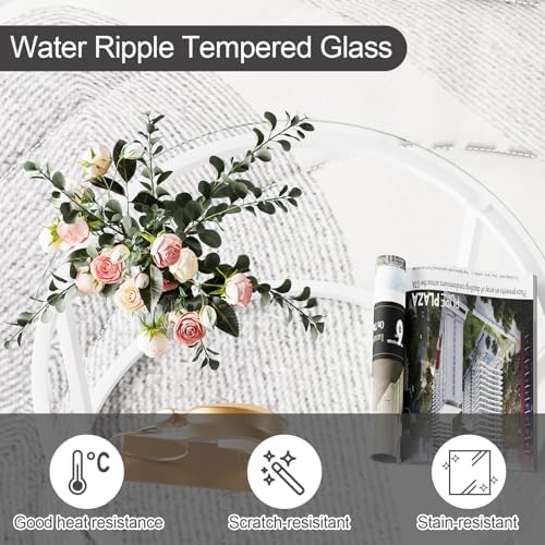 White Nesting Glass Table Set of 2, Small Glass Round Nesting Tables for Living Room Bedroom, Accent Tea Table, alternate