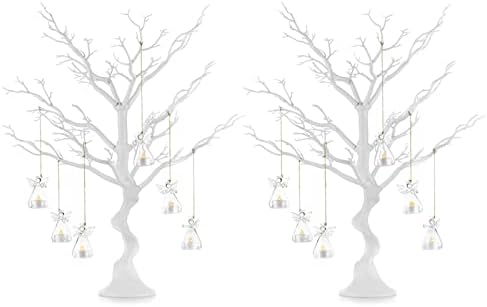 White Ornament Tree, 30 Inch Artificial Christmas Branch, 2 Pcs in White