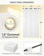 White Outdoor Sheer Curtains for Patio Waterproof 4 Pcs 54x84 Inch in 54x84 Inch in White, alternate view 2