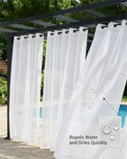 White Outdoor Sheer Curtains for Patio Waterproof 4 Pcs 54x84 Inch in 54x84 Inch in White, alternate view 3