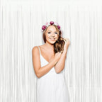 White Party Streamers Decoration - Foil Fringe Backdrop for Daisy Groovy, alternate view 3