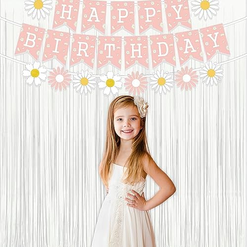 White Party Streamers Decoration - Foil Fringe Backdrop for Daisy Groovy, alternate view 4
