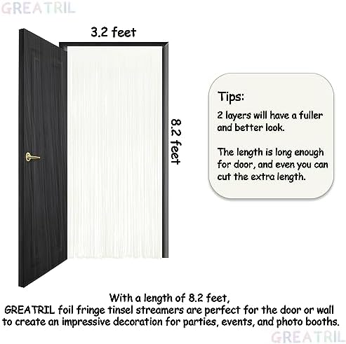White Party Streamers Decoration - Foil Fringe Backdrop for Daisy Groovy, alternate view 5