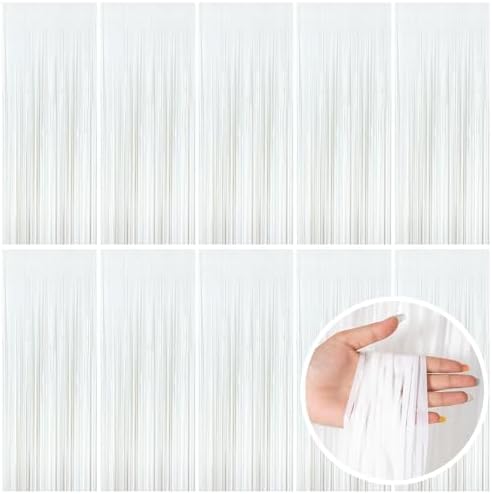 White Party Streamers Foil Fringe Backdrop Curtains Tinsel Streamers Birthday Party Decorations Fringe Backdrop