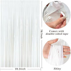 White Party Streamers Foil Fringe Backdrop Curtains Tinsel Streamers Birthday Party Decorations Fringe Backdrop, alternate