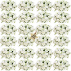 White Peonies Artificial Flowers 24 Bouquets, White Articial Flowers Lifelike Silk Fake Peonies with Stems for