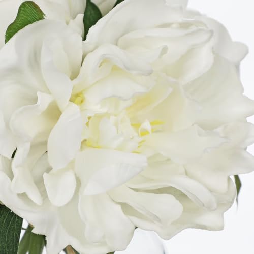 White Peonies Artificial Flowers with Glass Vase Medium 7.8inch Faux Peonies Look Real Peony Fake Flowers Silk, alternate