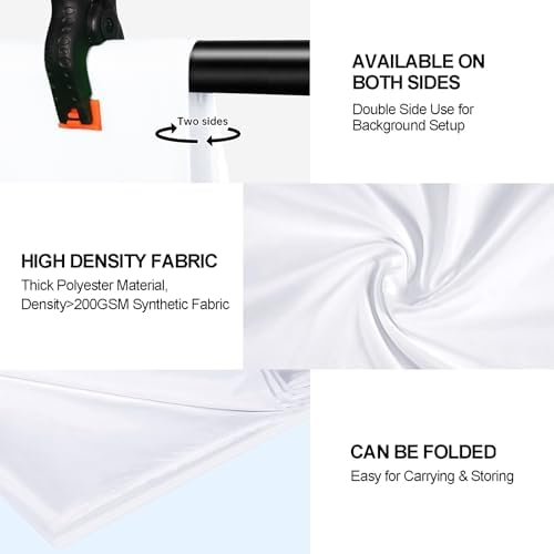 White Photography Backdrop, 8x10 FT White Screen Background for Photoshoot Party Curtain, Studio, Product, alternate view 3